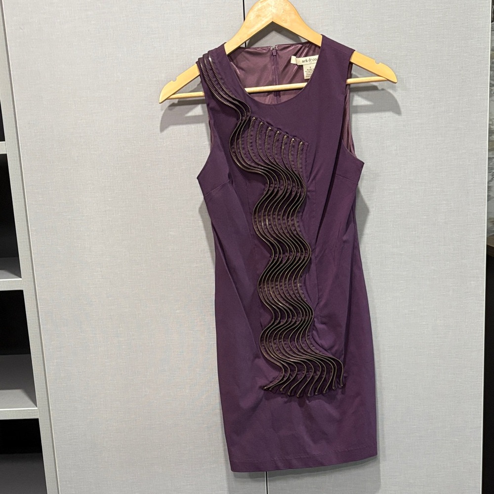 Ark & Co Women’s Sleeveless Eggplant Purple Dress with Zippered Design Size S